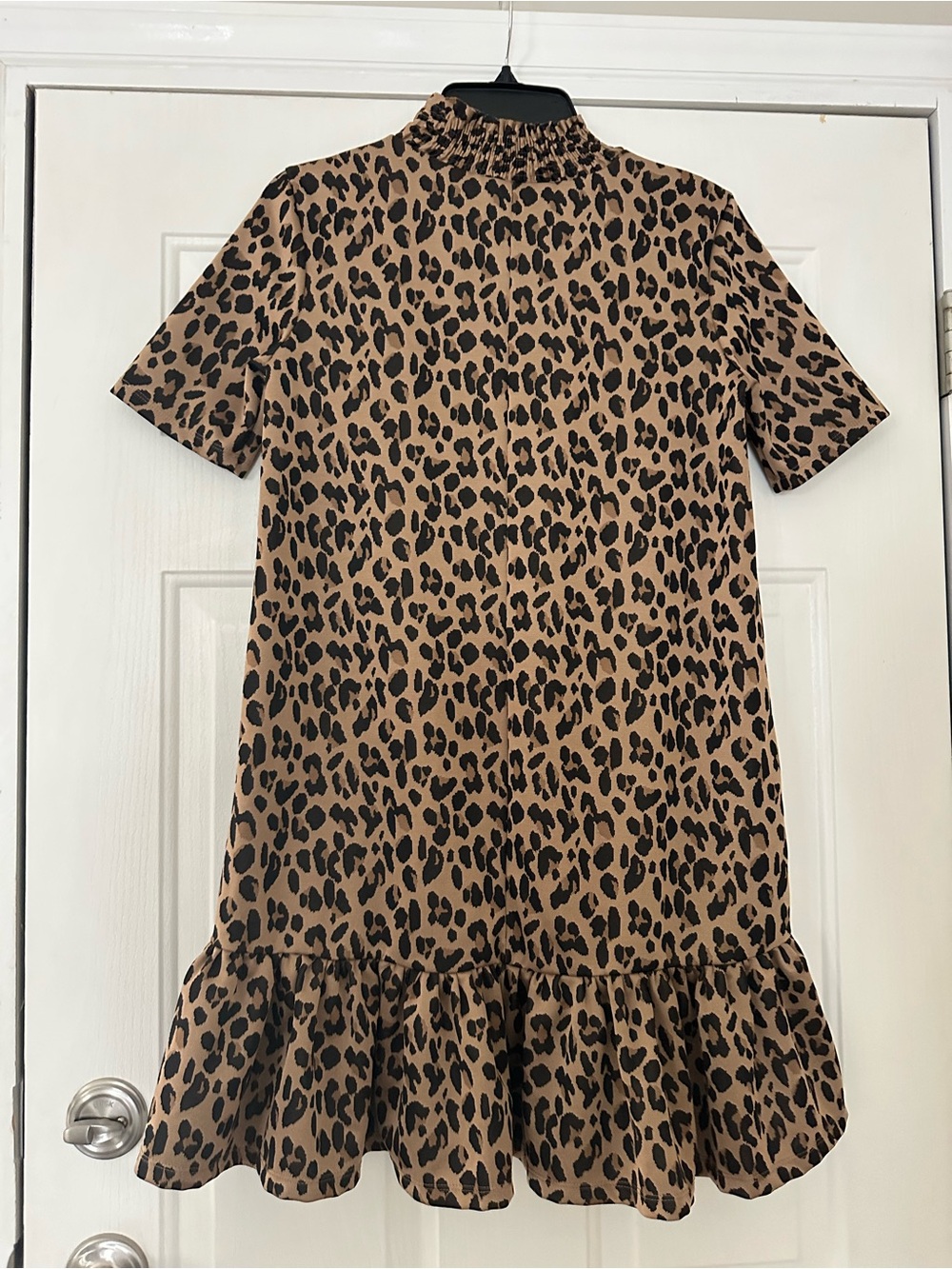 ZARA Leopard Animal Print Jacquard Short Sleeves High Mock Neck Dress Small - Picture 7 of 9